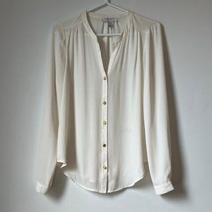 White long sleeve button-up blouse - size small